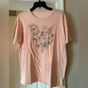 American Eagle Outfitters Peach Floral Graphic Tee